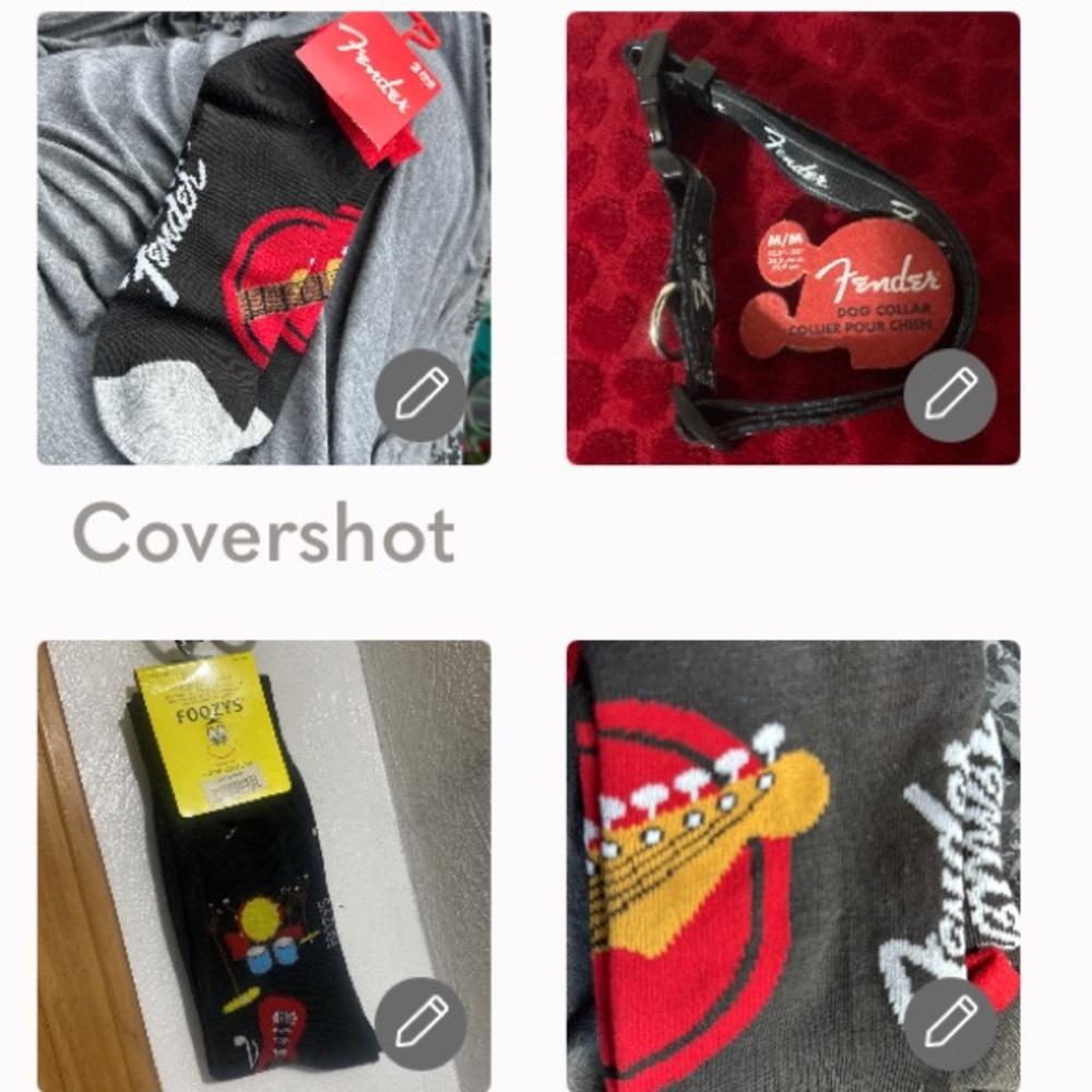 2 pair FENDER Guitar socks +🎸Fender dog collar SzM 13.5”+🎶🥁🎸long🧦